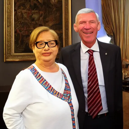 Prompt: walter withe with president michelle bachelet