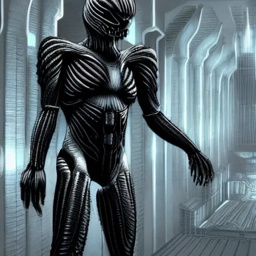 Prompt: crysis nanosuit, h. r. giger