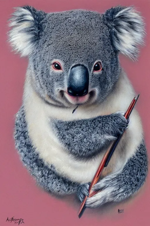 Prompt: Portrait of a koala by Artgerm and WLOP