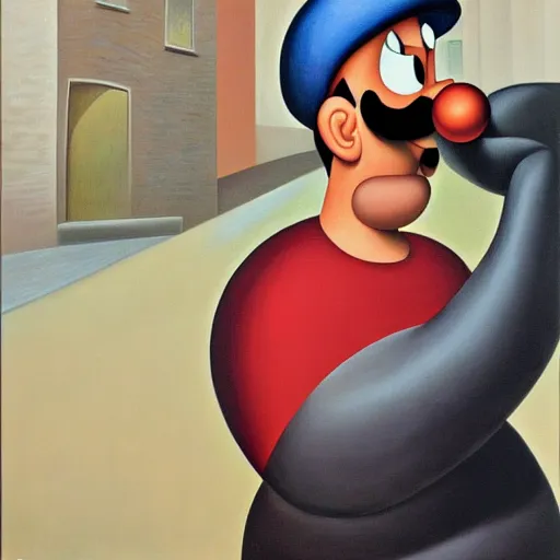 Prompt: Painting of Luigi by Botero