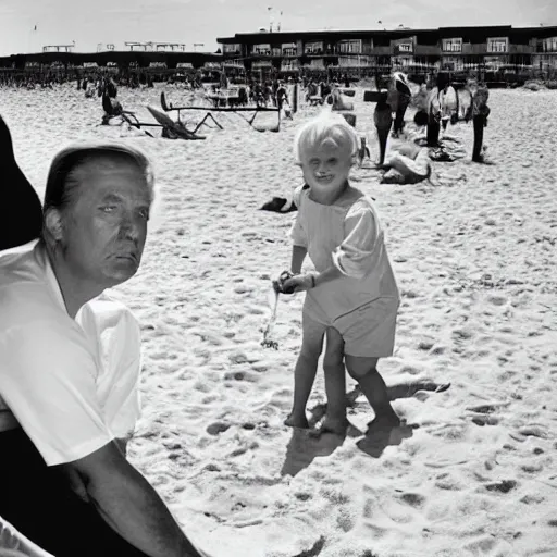 Image similar to Donald trump is having ice cream at the beach, 35mm by Steven Shore