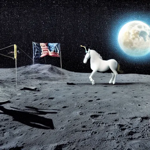 Prompt: unicorns on the moon