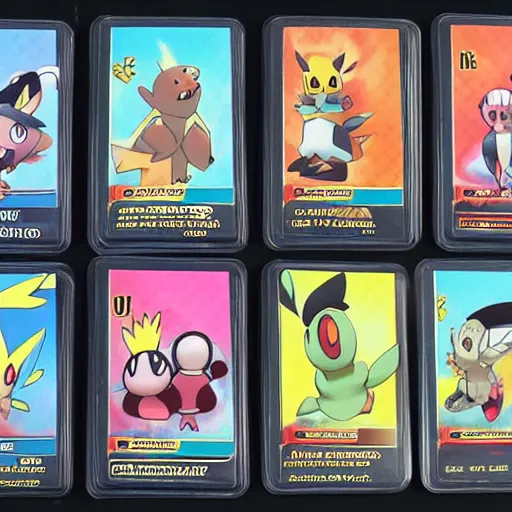 Image similar to pokemon cards with snooki, joe biden, nicki minaj, kim kardashian, osama bin laden, pokemon anime style, hd 8k image high detail, at target