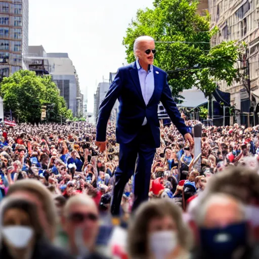 Image similar to photo of joe biden walking confusedly through a crowd, 4 k, hdr