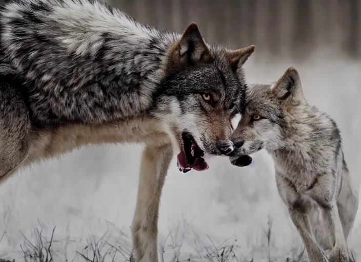 Image similar to wolf biting smartphone, realistic photograph, uhd 4 k, cinematic,