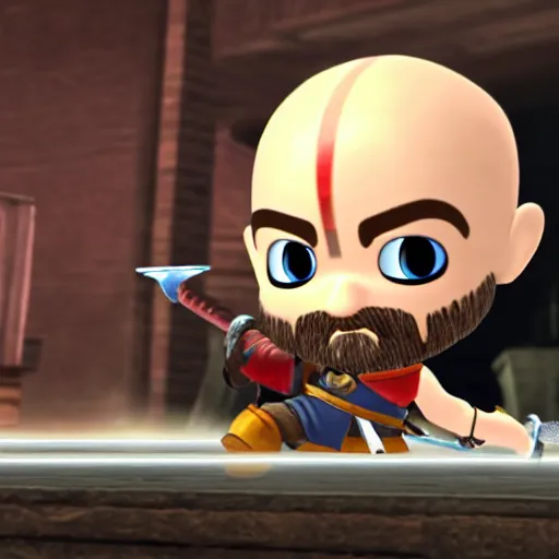 Prompt: Kratos as Mii Character