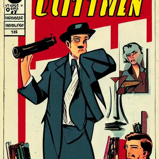 Prompt: Comic book cover depicting a 1930’s Detective in the style of Phil Noto