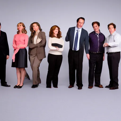 Image similar to The Office cast made from wool cute, studio light, professional photo