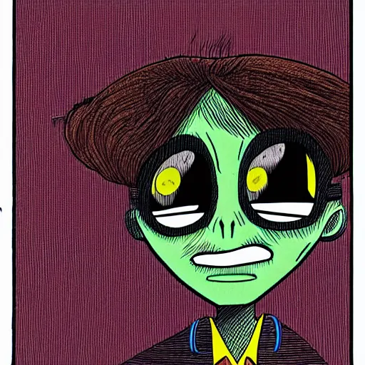 Image similar to a dark brown humanoid, hyper detailed, in the style of jamie hewlett and and jamie hewlett and jamie hewlett, selfie