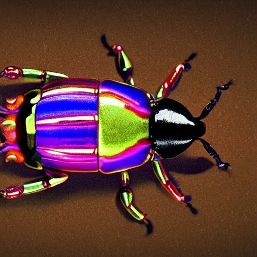 Prompt: rainbow metallic zebra beetle, 8 k ultra detailed, hyperrealistic, ooze gonna ooze, style of norman rockwell.