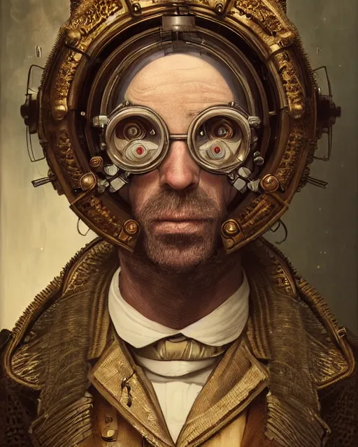 Image similar to epic portrait of victorian man scientist, steampunk, highly detailed, intricate details, symmetry, golden ratio, photorealistic, 8k, very sharp details, by rutkowski and stalenhag