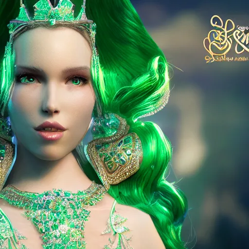 Image similar to wonderful princess of emerald with fair skin, ornate 8 k gorgeous intricate detailed, accent lighting, dramatic light, octane render