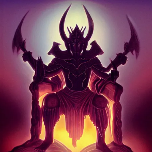 Image similar to god of darkness sitting on a throne in the abyss