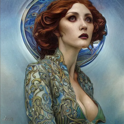 Image similar to an art nouveau painting in the style of donato giancola, and in the style of charlie bowater, and in the style of lulu chen. symmetry, smooth, sharp focus, semi - realism, intricate detail.