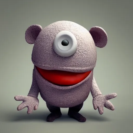 Image similar to little mr ham head by roger hargreaves and jim henson, octane render