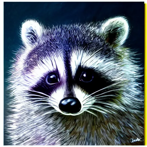Prompt: cute fluffy baby raccoon detailed painting 4 k