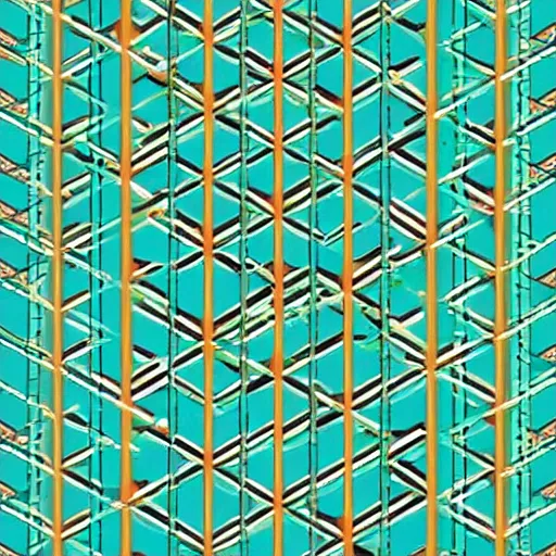 Prompt: 4 k graphic vector poster of infinite geometric building, patterns, architecture, by heinz edelmann and tomma abts and tim doyle