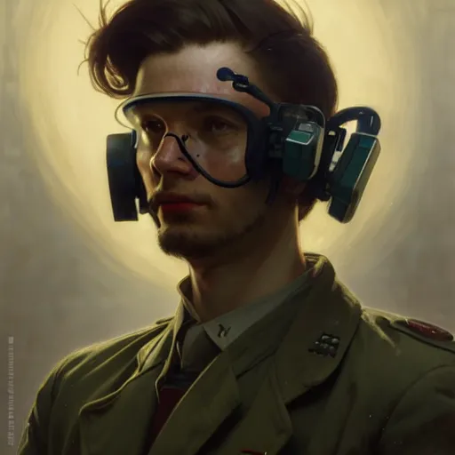 Image similar to socialist realism propaganda poster portrait of a cyberpunk medic, socialist realism, highly detailed, intricate, digital painting, artstation, sharp focus, illustration, art by jakub rozalski, greg rutkowski, artgerm, tan zi and ayanamikodon and alphonse mucha and wlop