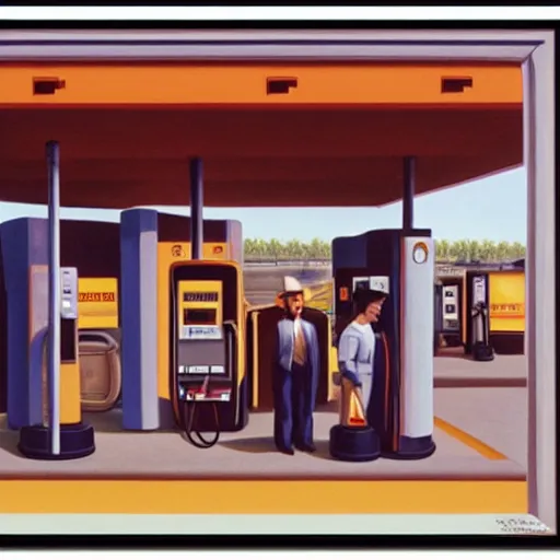 Prompt: a gas station painted by George Tooker