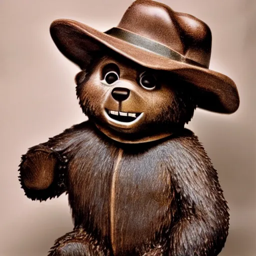 Prompt: UHD candid photo of Smokey The Bear in the loo sitting on the porcelain throne, by Annie leibowitz, photorealisitc, extremely detailed