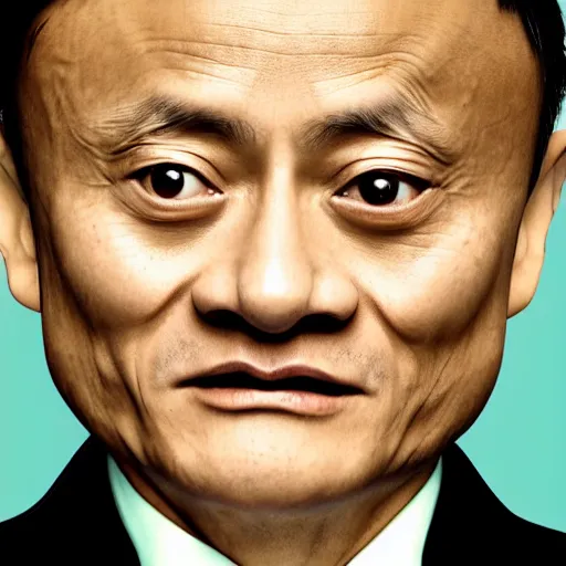 Image similar to jack ma tiny face enlarge cranium in the body form of crang photo portrait