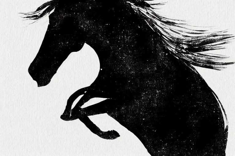 Prompt: beautiful serene horse, healing through elegant motion, minimalistic ink aribrush painting on white background