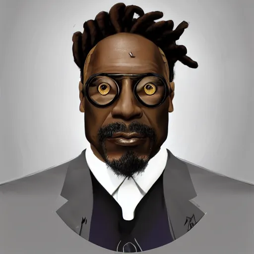 Prompt: a portrait of a muscular older black man with dreads and a suit with a monocle on, D&D, sci-fi, elegant, hopeful, muscular, highly detailed, digital painting, artstation, concept art, smooth, sharp focus, illustration