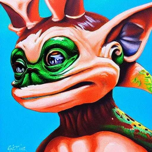 Prompt: what art painted by a gremlin would look like