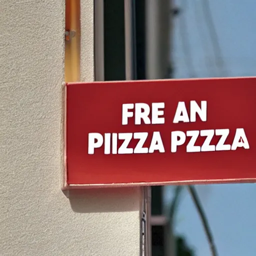 Prompt: a sign that says Free Pizza, 4k