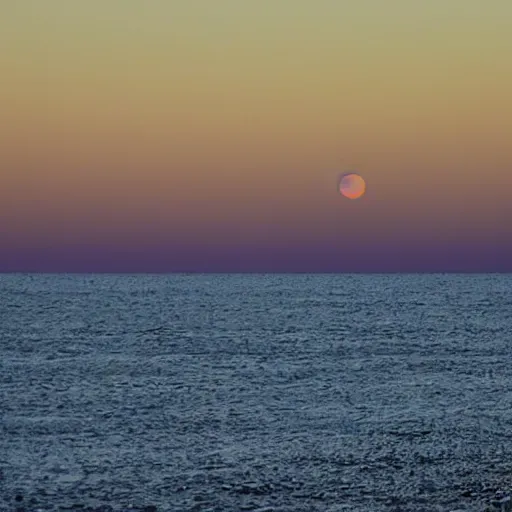 Prompt: Burning Azure Moon over silk ocean