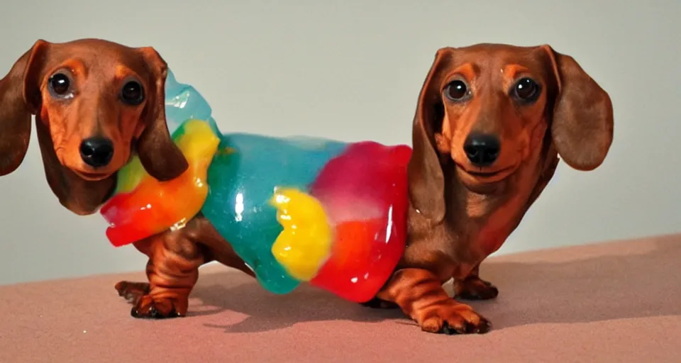 Image similar to a dachshund made out of jell - o