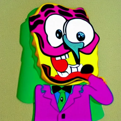 Image similar to spongebob wearing joker makeup