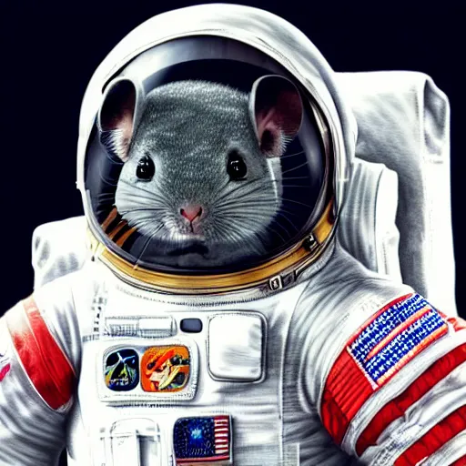 Image similar to a chinchilla in a astronaut suit, 3 d, sci - fi fantasy, intricate, elegant, highly detailed, lifelike, photorealistic, digital painting, artstation, illustration, concept art, sharp focus, art in the style of shigenori soejima