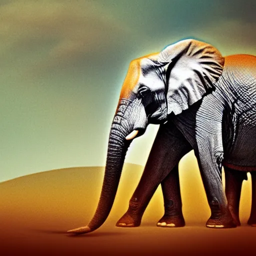 Image similar to dust in the air as an elephant, digital art, digital art