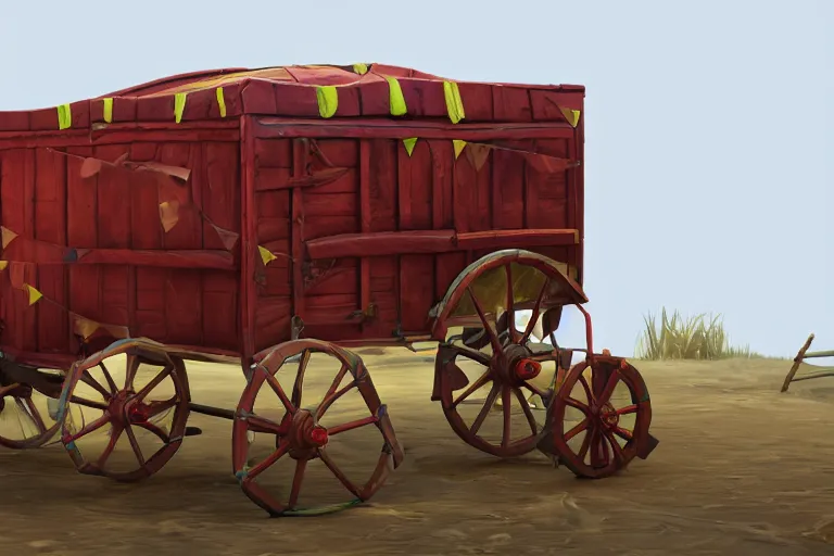 Image similar to 3d sculpt of a circus wagon, artstaton, League of Legends, red dead redemption2, digital illustration