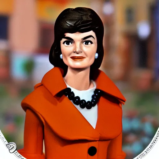 Prompt: jacqueline kennedy, stop motion vinyl action figure, plastic, toy, frank frazetta style