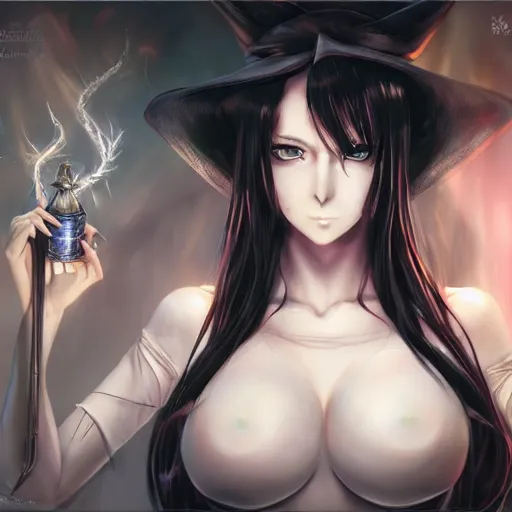 Prompt: Gorgeous and beautiful grown up anime women as a evil witch with pale white skin casting a spell , open robotic eyes , artstation , 4K , Highly detailed , high quality , dramatic lighting , drawn by someone with a tincan , elegant, highly detailed, centered, digital painting, artstation, concept art, artgerm, donato giancola, Joseph Christian Leyendecker, WLOP, Boris Vallejo, Artgerm