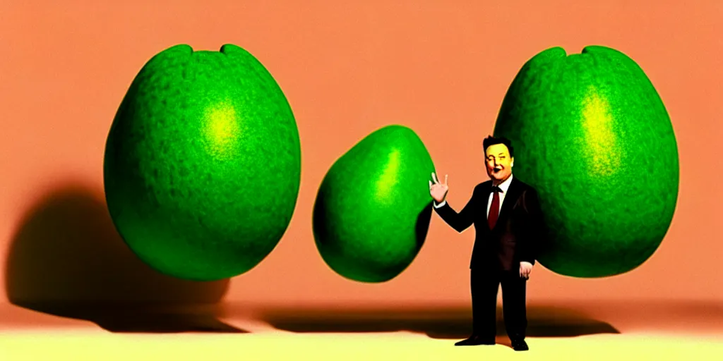 Image similar to elon musk as a melon, hyperrealistic, claymation, volumetric lighting, 3 5 mm film still, concept art