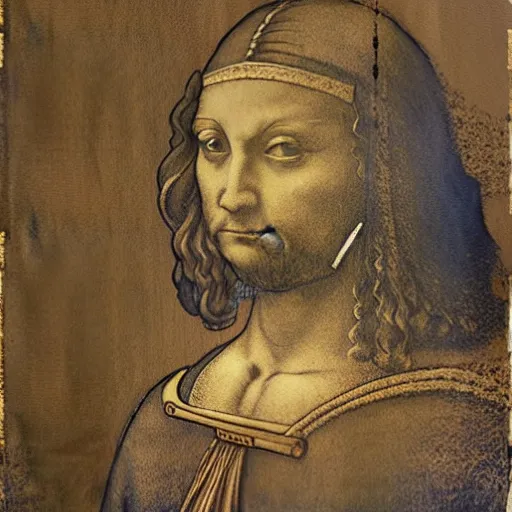 Prompt: ai pretending to be him, da vinci painting,