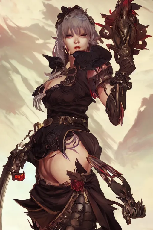 Image similar to ORC girl in a blade and soul spinoff artbook rendered by the artist Hyung tae Kim, Jiyun Chae, Lê Long, Joe Madureira, trending on Artstation by Hyung tae Kim, artbook, Stanley Artgerm Lau, WLOP, Rossdraws , James Gurney