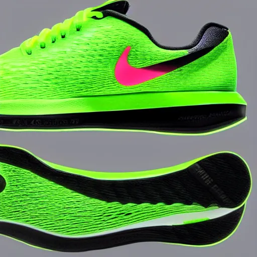 Image similar to a neon green nike shoe, official product photo