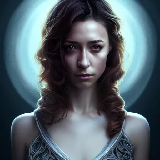 Prompt: gorgeous female stella maeve magician, realistic character concept, medium shot, elegant pose, spooky, illustration, symmetrical face and body, realistic eyes, artstation, cinematic lighting, detailed realistic symmetrical eyes, cgsociety, 8 k, charlie bowater, tom bagshaw, single face, insanely detailed and intricate elegant, autumn leaves