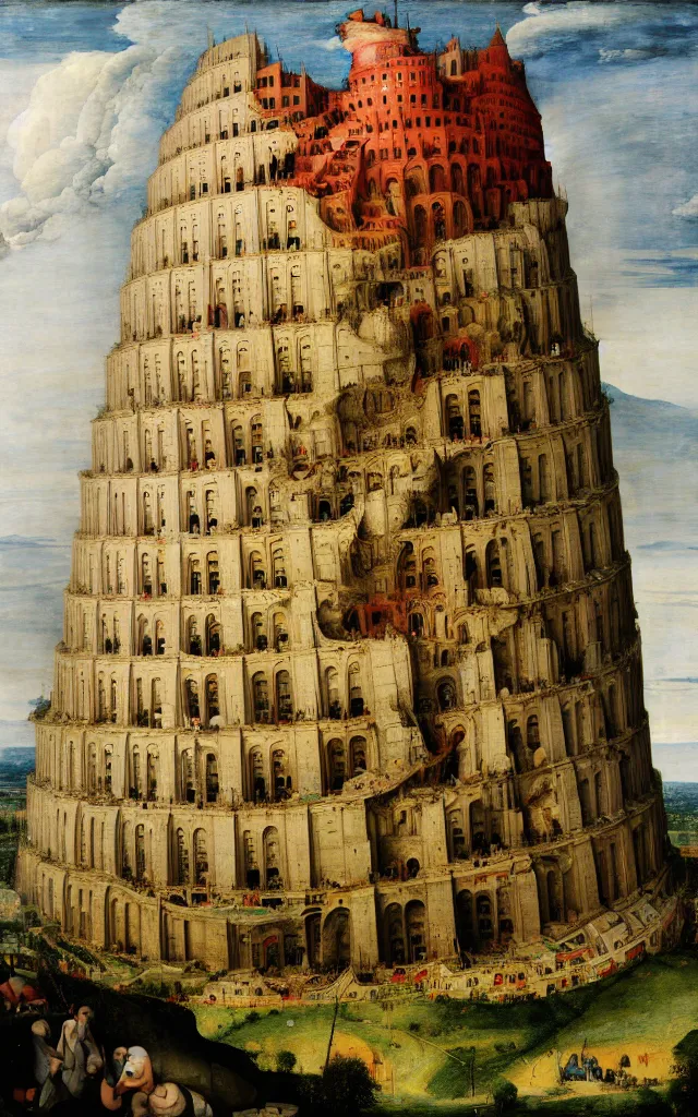 Prompt: the tower of babel by pieter breugel the elder