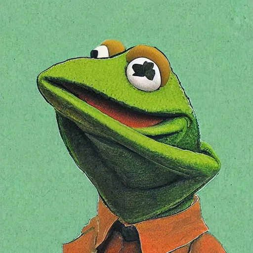 Prompt: Kermit the frog artwork by heirnonymus Bosch