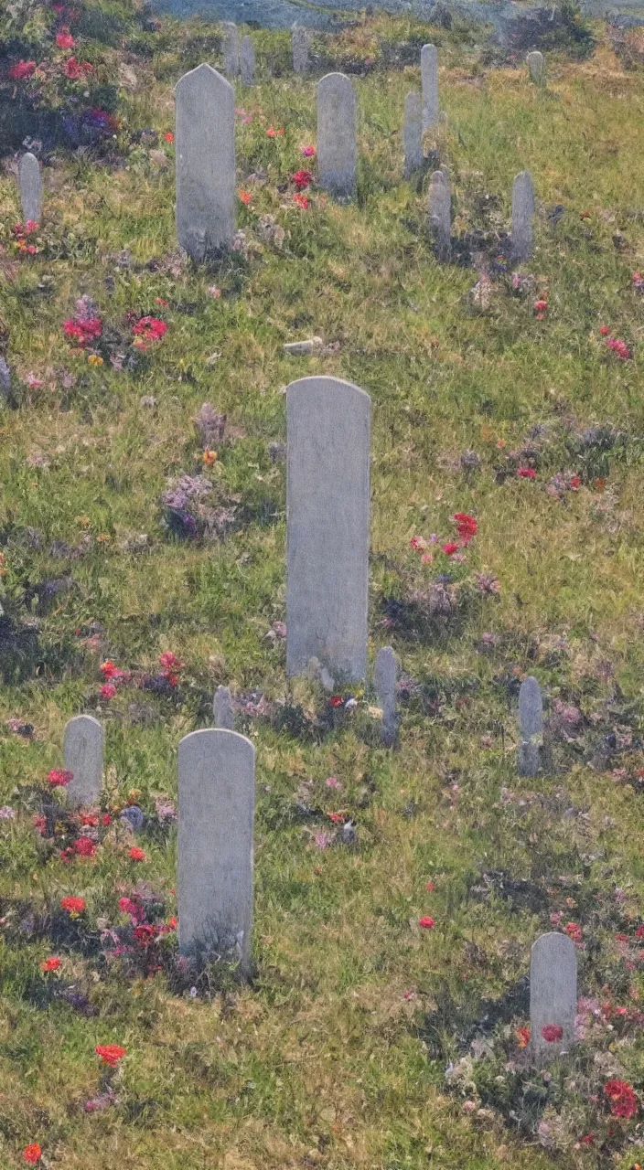 Prompt: highly detailed impressionist painting of sword marking grave on mountain top