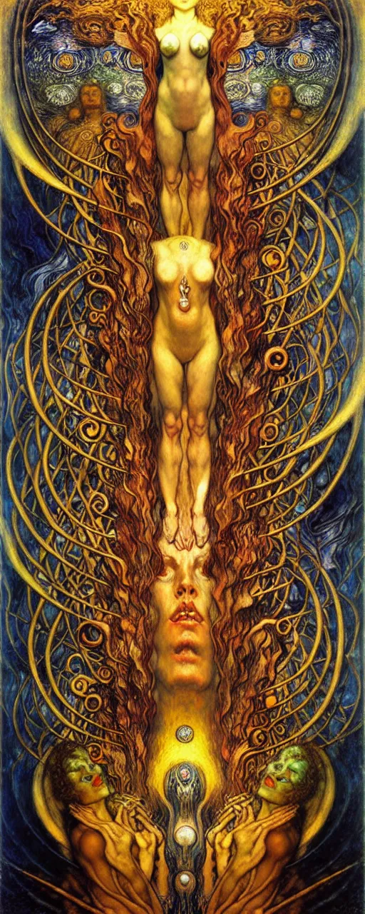 Image similar to Divine Chaos Engine by Karol Bak, Jean Delville, William Blake, Gustav Klimt, and Vincent Van Gogh, symbolist, visionary