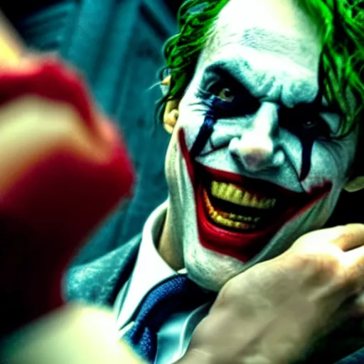 Image similar to film still of Tom Cruise as joker in the new Joker movie