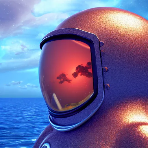 Prompt: astronaut in the ocean , cinema 4d render, Ray tracing reflection, natural lighting, waves, close view, unreal,