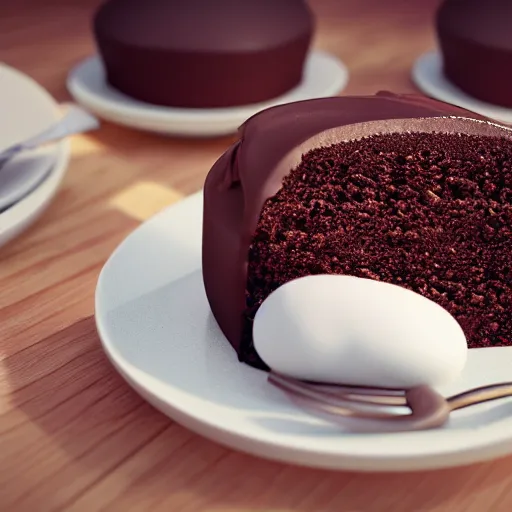 Image similar to chocolate cake shape like bunny, octane render, tasty, 8 k,