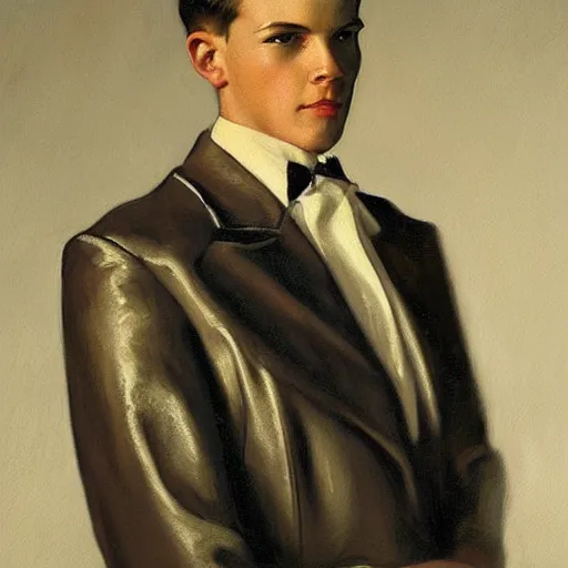 Image similar to a beautiful close - up of a young man. highly detailed painting by j. c. leyendecker
